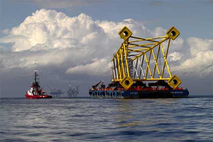 The Beatrice wind farm under construction 
