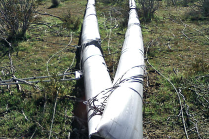 A sabotaged meteorological tower in Kern County