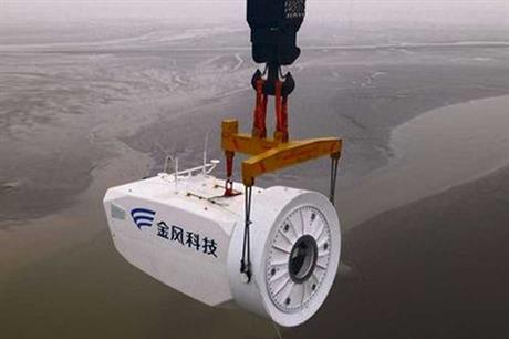 A Goldwind nacelle being installed at the Rudong intertidal wind farm in eastern China