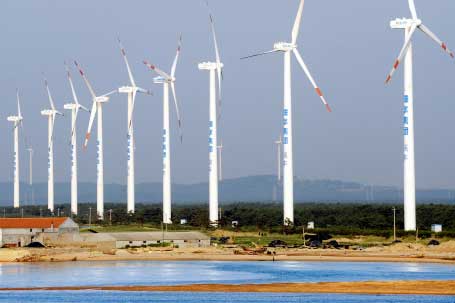 Goldwind 1.5MW turbines in use at Shenhua Guohua Zhongdian wind farm in Rongcheng City, Shandong Province