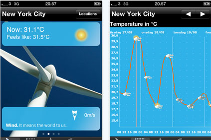 The Vestas Weather iPhone app 