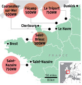 France's five offshore wind-development zones