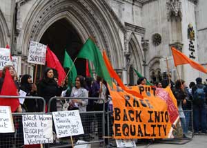 Victory: Southall Black Sisters celebrates outside the High Court