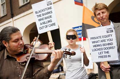 Blame game: The GMB Union has protested against Blackstone