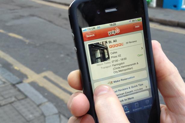 Yelp: gives Brands2Life a three-month project brief