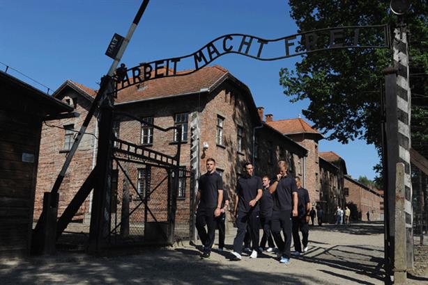 More visible: the England team's visit to Nazi concentration camp Auschwitz (FA/Getty)