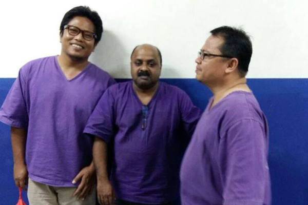 The three editors arrested last night: (L-R) Amin Iskandar, Lionel Morais and Zul Sulung. Picture by Geramm. 
