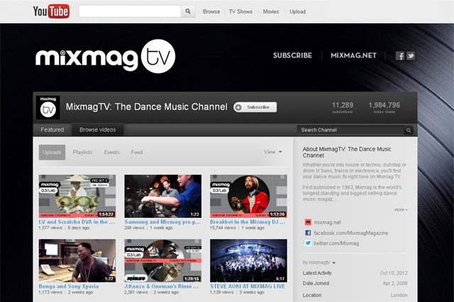 Mixmag TV: one of the new YouTube TV channels