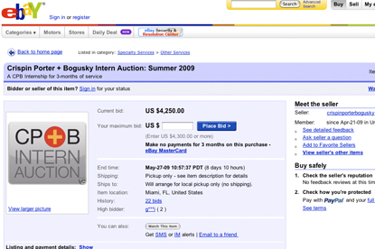 EBay... interns up for sale