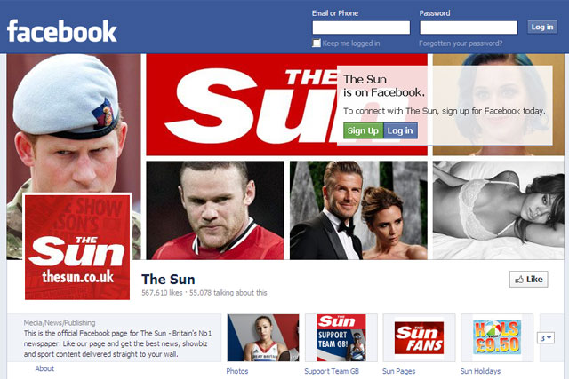 The Sun: records one million likes on Facebook