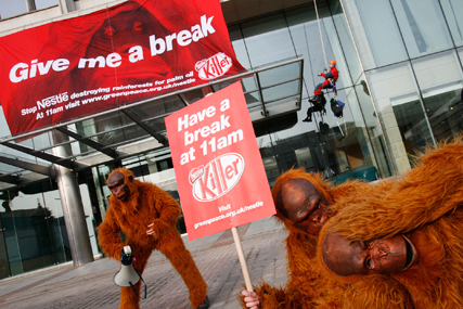 Greenpeace: protesters outside the Nestlé HQ