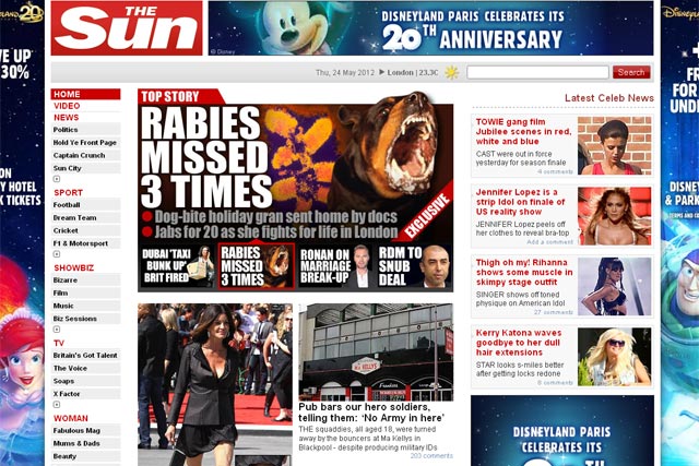 The Sun: website traffic increases 2.8% in April