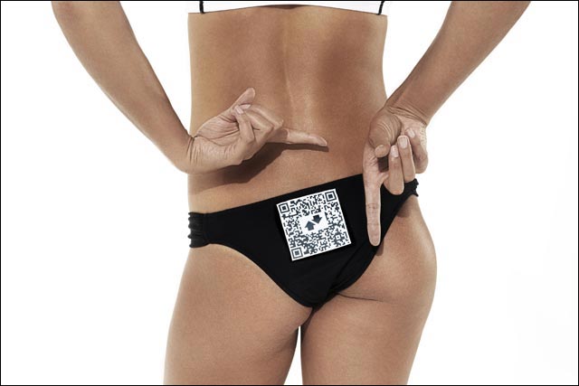 Betfair: online betting exchange prints QR codes on volleyball players' bikini bottoms