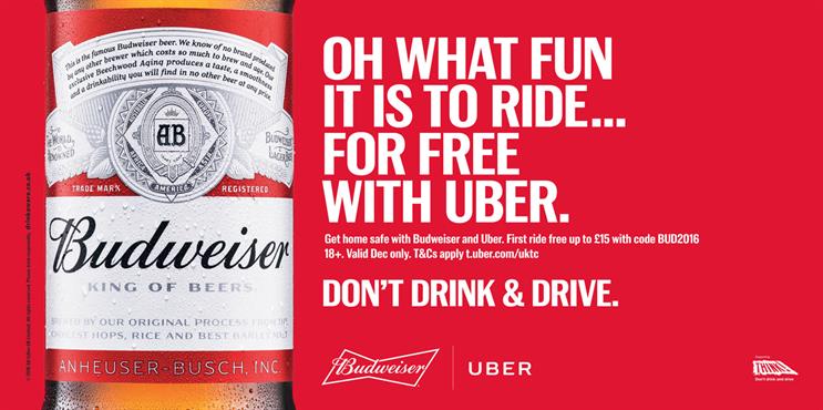 Budweiser partners with Uber for biggest responsible drinking campaign to date