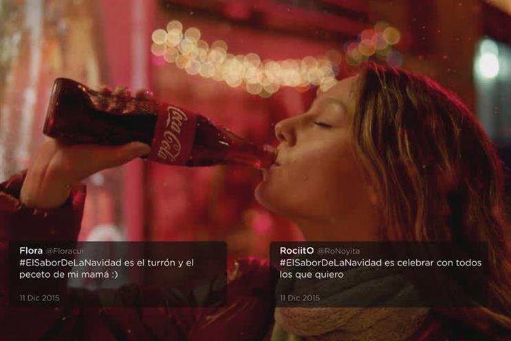 Coke aired dozens of TV ads with different social media messages each day during a campaign in Argentina before Christmas