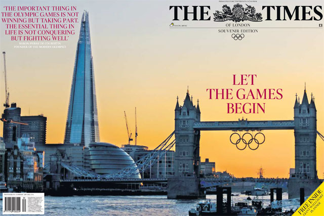 The Times: runs Olympic cover wrap