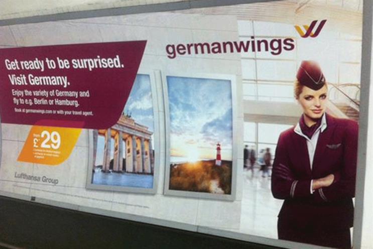 Germanwings: 'get ready to be surprised' ads on the London Tube network