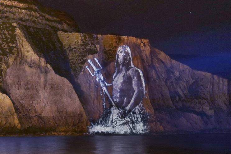 Neptune ascending: the Roman god thanks the British public for helping the National Trust