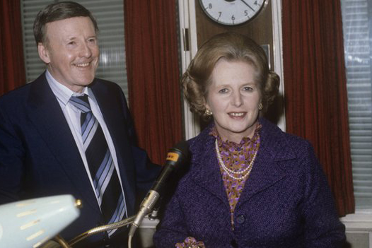 Margaret Thatcher on a tour of the BBC in 1980