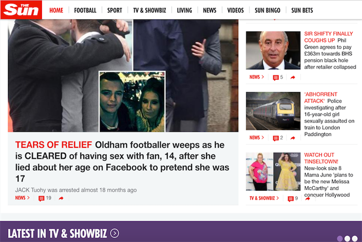 The Sun: dropped its online paywall in November 2015