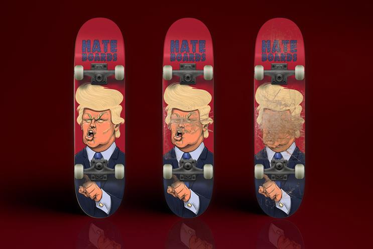 Hateboards: the closet thing to his real face you can smash up with metal