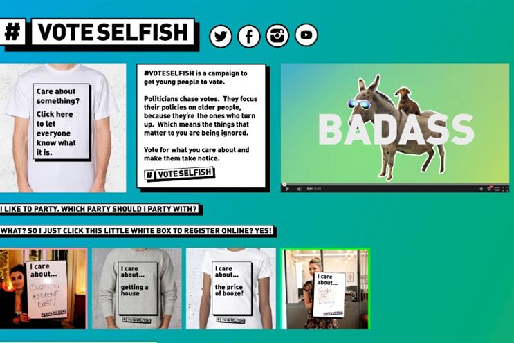 #VoteSelfish: runs General Election campaign