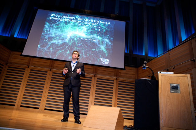 Gerard Grech, CEO Tech City UK, speaking at the Old Street EC1 tech breakfast yesterday