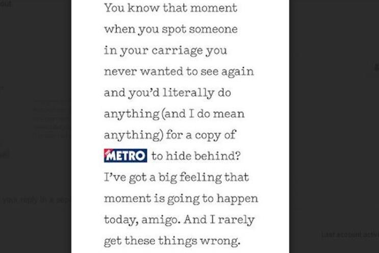 Metro: campaign aims to show brand is ingrained in London life