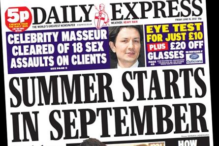 Daily Express: one of 13 national papers to see double-digit fall year-on-year