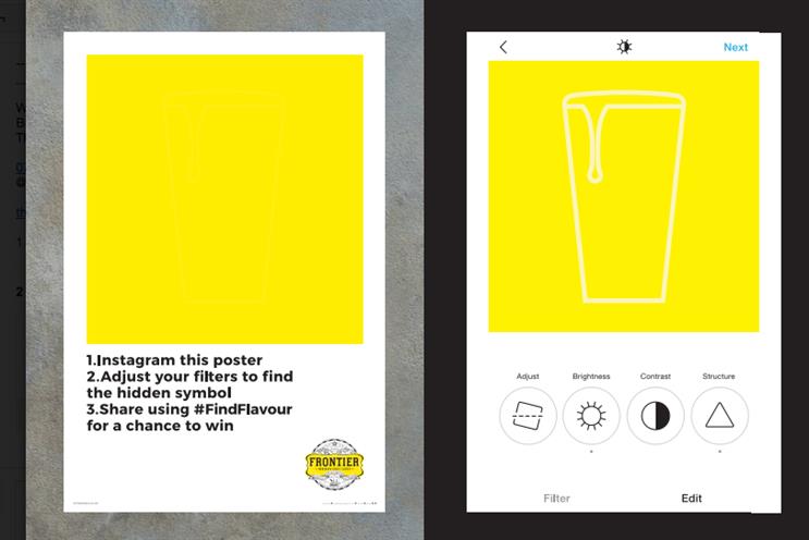Frontier: posters, left, reveal hidden images when viewed on Instagram