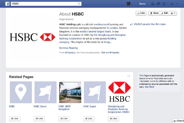 HSBC's social media profile