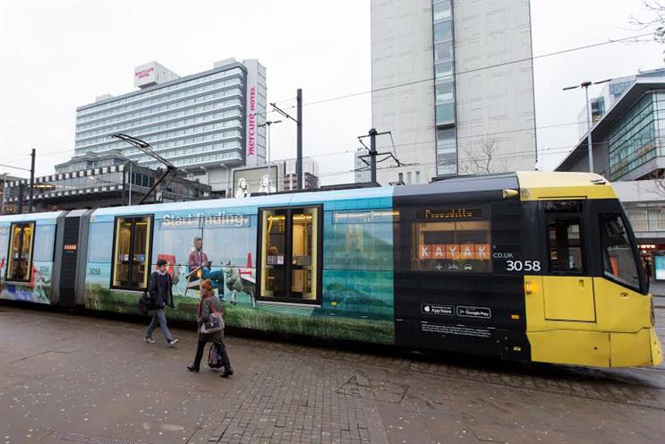 Kayak: has launched outdoor ads on the Manchester tram and the London Underground