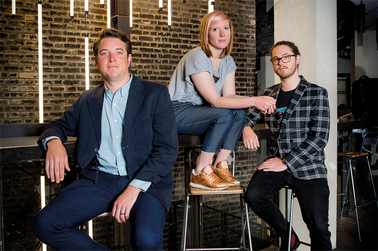 (l-r) Alex Cowell, chief technology officer; Caitlin Evans, senior planner; Jack Gallon, creative director