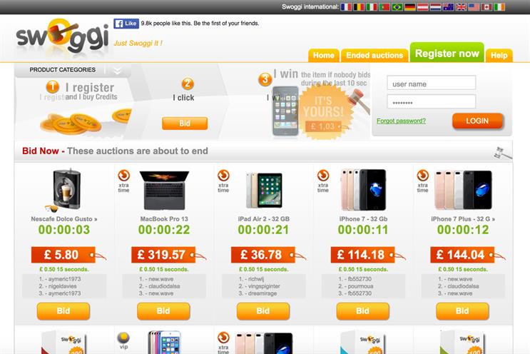 Swoggi: one of six online auction websites ruled to be misleading customers