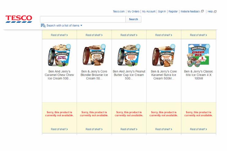 Tesco: running out of key Unilever brands online after spat