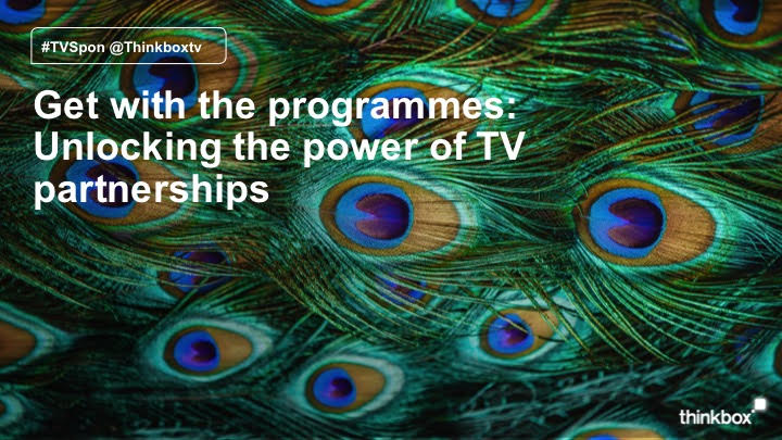Watch 'Get with the programmes': Live stream from Thinkbox