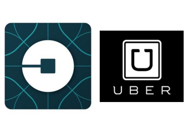 Uber: UK users will now see the logo on the left, in the place of the logo on the right