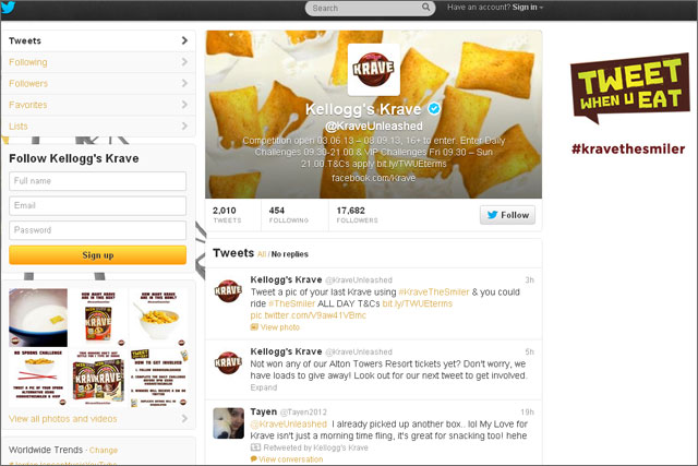 Kellog's Kraves: brand's Twitter channel offers daily challenges in latest campaign