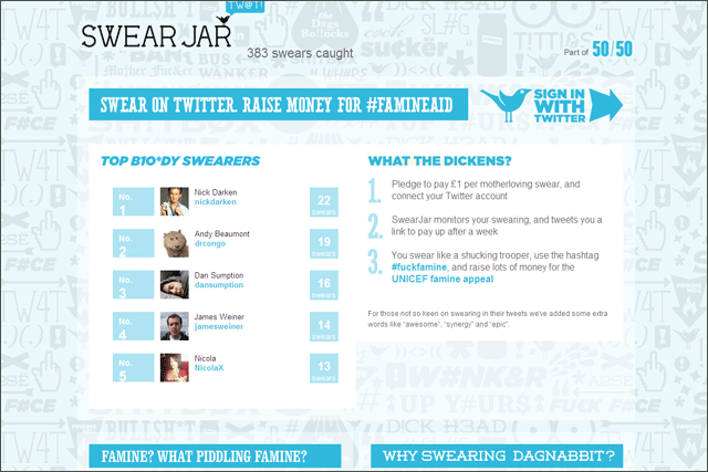 Swearjar app: Albion's Twitter project to raise funds for East African famine appeal