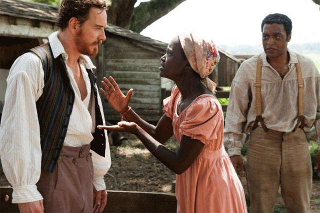 Michael Fassbender, Lupita Nyong'o and Chiwetel Ejiofor: in 12 Years a Slave