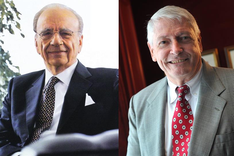 Murdoch (l) and Malone: the Fox and Liberty bosses targeted Time Warner and ITV respectively