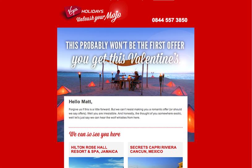 Virgin Holidays: rolls out Valentine-themed campaign