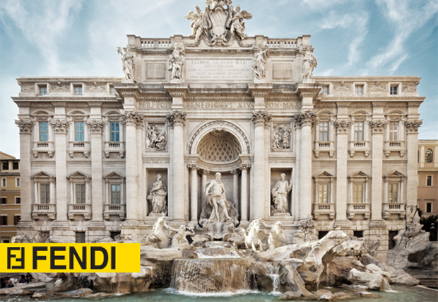 Rome: the Trevi Fountain is being restored by fashion brand Fendi