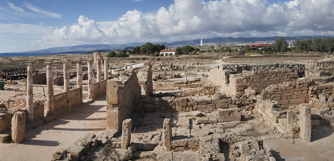 Panorama photo of the Paphos Archeological Park,
Paphos, Cyprus. Photo by Scott Warren. Courtesy of
the J. Paul Getty Trust