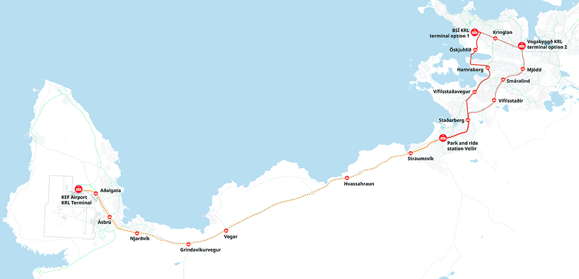 MIC-KCAP, Keflavík - Reykjavík Link site plan with locations of terminal and intermediate stations