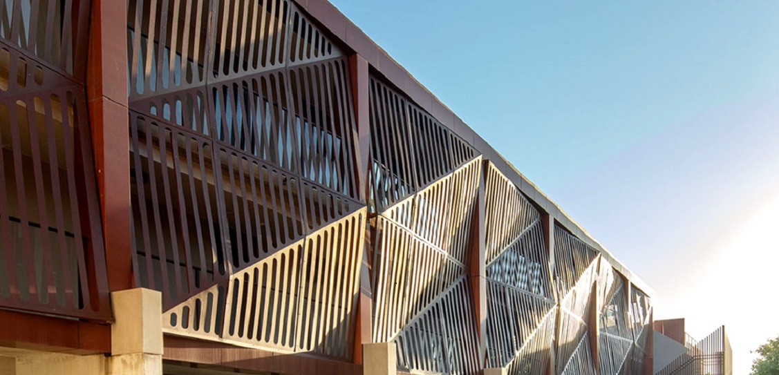 Astor Apartments use origami-style bronze screens. Picture: Tony Owen