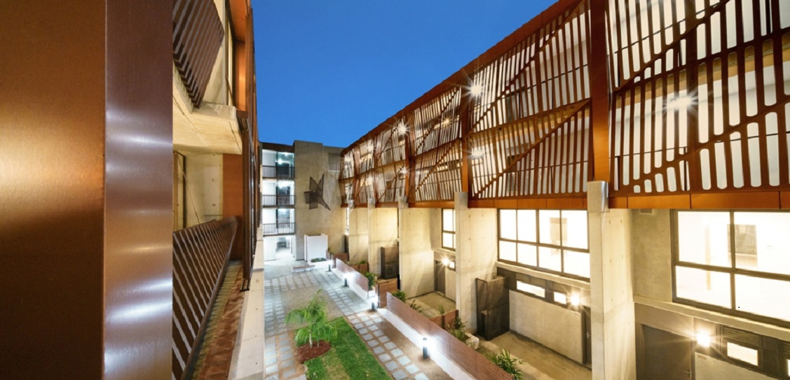 Astor Apartments blend the interiors with the exterior landscaped courtyard. Picture: Tony Owen