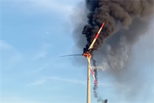 Firefighters warn of falling debris risk after Enercon wind turbine catches fire