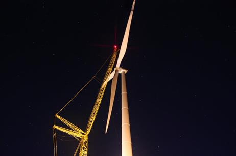 The 100-metre rotor is installed