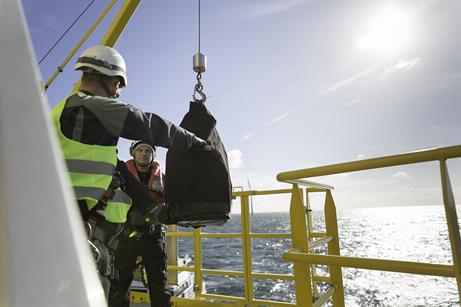 Equipment needed for the maintenance is also lifted on